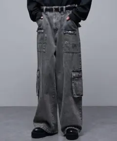 Loose ルース　12oz ワイドデニムカーゴパンツ