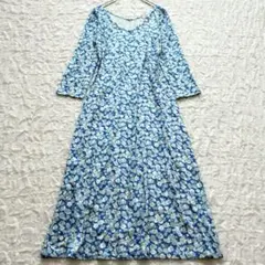 アニエスベー フラワープリント ジャージーロングフレアワンピース イ Vネック