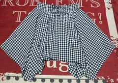 ギンガムチェック フレアスカート ウエストリボン　インナーパンツ　付き