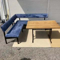 むぎ様専用ページ　青いファブリック L字型ソファセット