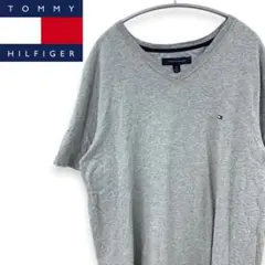 ビッグサイズ　トミーヒルフィガー　Tシャツ　XL　グレー　フラッグロゴ　F3