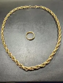 CENE金メッキ ネックレスとリング セット