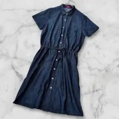 POLO ポロ マタニティ シャツワンピース 半袖 ウエストリボン コットン