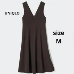 ユニクロ ブラッシュドジャージージャンパースカート ダークブラウン　Мサイズ