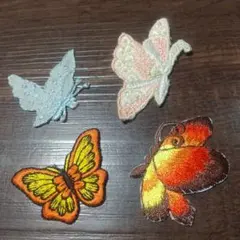 未使用★蝶アップリケ4枚セット