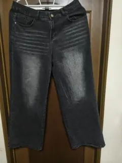 ワイドデニム ブラック Lサイズ