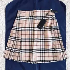 新品タグ付　バーバリーロンドン　ラップスカート　プリーツ　レザーベルト　ベージュ
