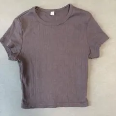 GU リブ クルーネック 半袖 Tシャツ レディース