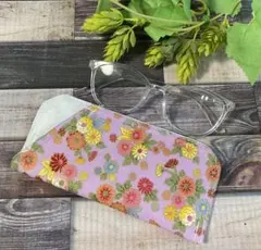 ハンドメイド 和柄 花柄 メガネケース ペンケース 桃色 A-1