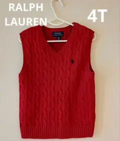 ラルフローレン ニットベスト赤　4T