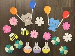 折り紙/入園/入学/ウサギ/ゾウ/コアラ/クローバー/卒園/卒業/春/壁面飾り♡