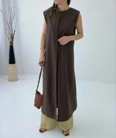 新品　RUMOR ノースリーブ ロングワンピース ブラウン F