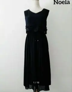 【Noela 】ノエラ 刺繍切替ロングワンピース 結婚式 ネイビー