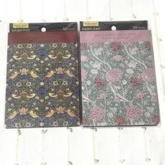 【匿名配送】セリア　ウィリアムモリス　メモパッド　メモ帳　文房具　いちご泥棒