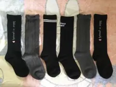 【新品】 黒　ブラック　グレー ６足 ハイソックス 19-24