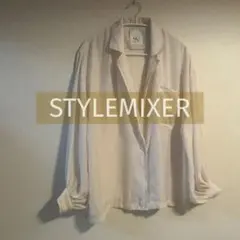 STYLEMIXER オープンカラー　長袖シャツ 羽織りシルクライク　アイボリーのサムネイル