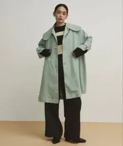 MERLOT 丸襟ステンカラーコート　ライトグリーン　メルロー