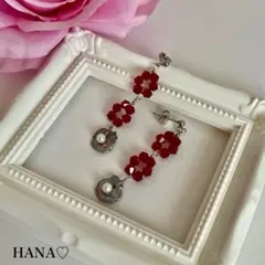 淡水パール　ケシ型　ピアス　ガラスパール　ガラスビーズ　アレルギー対応