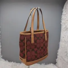 値下げ◆COACHシグネチャー A5サイズレッド ブラウントートバッグ
