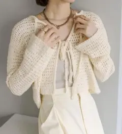 mysticテープヤーンショートニット オフホワイト