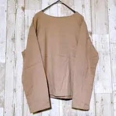 シネマクラブ　シンプル　ボートネックカットソー　ベージュ　Ｌ　バックジップ　上品