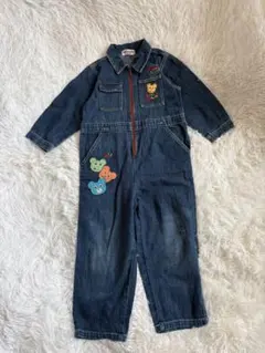 ★レトロ★☘️ミキハウス ☘️デニムオーバーオール//つなぎ 100cm