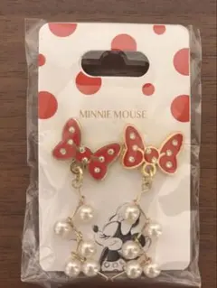 ☆ディズニー　ストア　ミニー　ドット　リボン　パール　ピアスのサムネイル