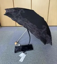 【新品】⭐︎値下げ⭐︎刺繍入り晴雨兼用折りたたみ傘　黒