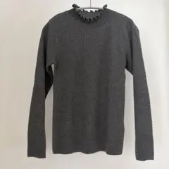 Samansa Mos2 リブフリルタートルネックニット