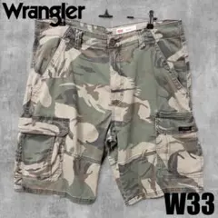US古着 Wrangler カモ柄 ストレッチ カーゴショートパンツ W33のサムネイル