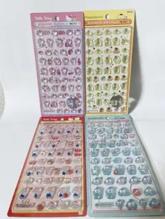 ポムポムプリン　ハンギョドン　キティ　赤　ピンク　ボンボンドロップシールミニ