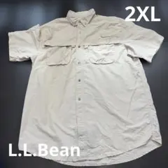 【海外輸入】L.L.Bean オレンジ半袖ワークシャツ ボタンアップ2XL