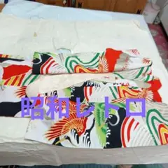 お宮参り用 赤緑鶴模様着物