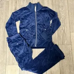 adidas ベロア セットアップ ネイビー レディースS トラックスーツ