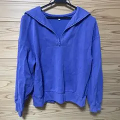 パープル ジッパー付きフード トレーナー