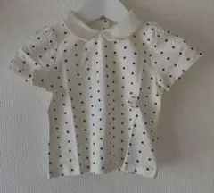 【90cm】babygap パフスリーブ襟付きTシャツ　アイボリー　ドット