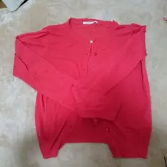 サマーニットカーディガン ビジュー レッドよりのオレンジ