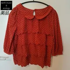 美品 earth music&ecology ドット柄 五分袖ブラウス トップス