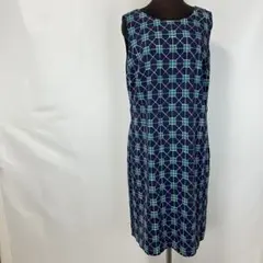 美品 LAURA ASHLEY ワンピース 膝丈 幾何学模様 総柄 ノースリーブ