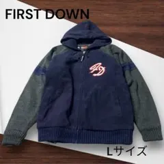 e714☆FIRST DOWN USAフリースジャケットブルゾン Lサイズ