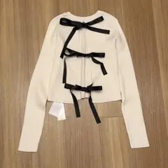 新品　INGNI イング　Backリボンリブニット　長袖トップス　ホワイト　黒