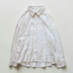 美品【FRIFUL】長袖 フェザーブラウス 花柄シャギー シアー 羽織り 春夏