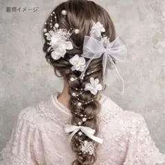 h 髪飾り 成人式 振袖 卒業式 袴 ホワイト パール りぼん ヘッドドレス
