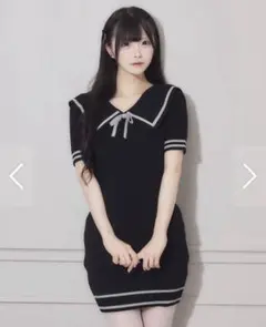 pium セーラーカラーニットミニワンピース ブラック