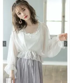 GRL シフォンシアーカーディガン　at990 アイボリーのサムネイル