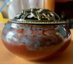 陶器製 香炉 透かし彫り蓋付き - メルカリ