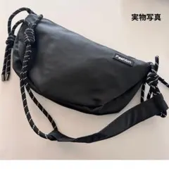 新品 ロープショルダーバッグ 撥水 軽量 大容量 ブラック 男女兼用