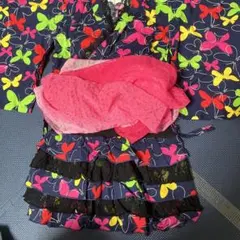 カラフル蝶柄 浴衣ドレス 120cm