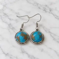 シルバー ターコイズ ラウンド ピアス ヴィンテージ メキシカン レディース