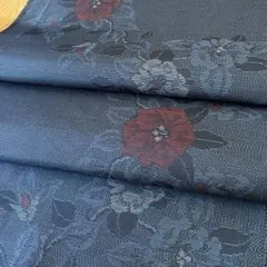 2587⭐︎正絹⭐︎大島紬⭐︎青系草花文⭐︎ハギレ　37×162